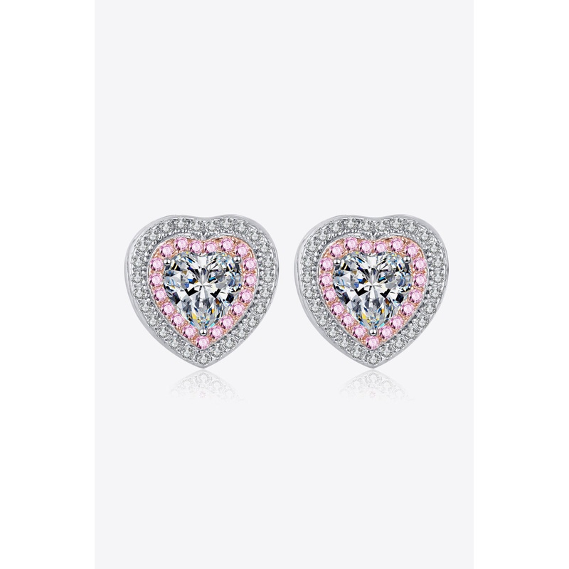 Moissanite Heart-Shaped Stud Earrings