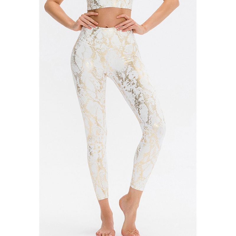 Animal Print Slim Fit Wide Waistband Long Sports Pants