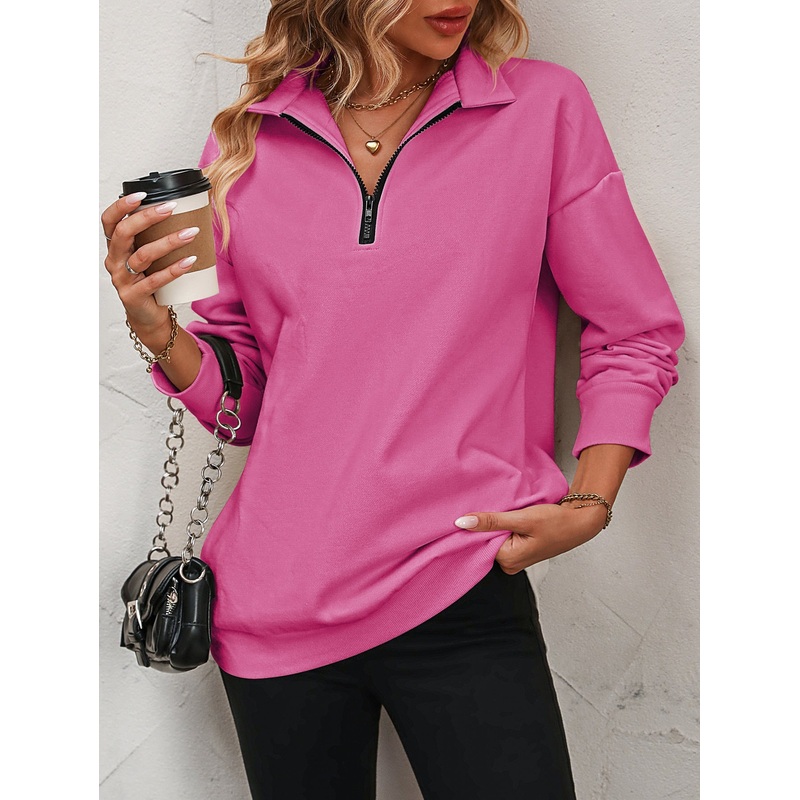 Zip-Up Dropped Shoulder Sweatshirt