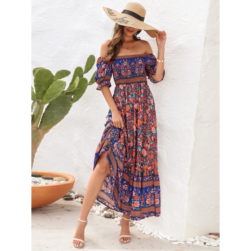 Floral Flounce Sleeve Midi Dress