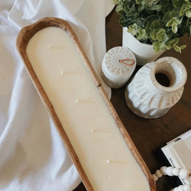 6 Wick Wooden Bowls Candles