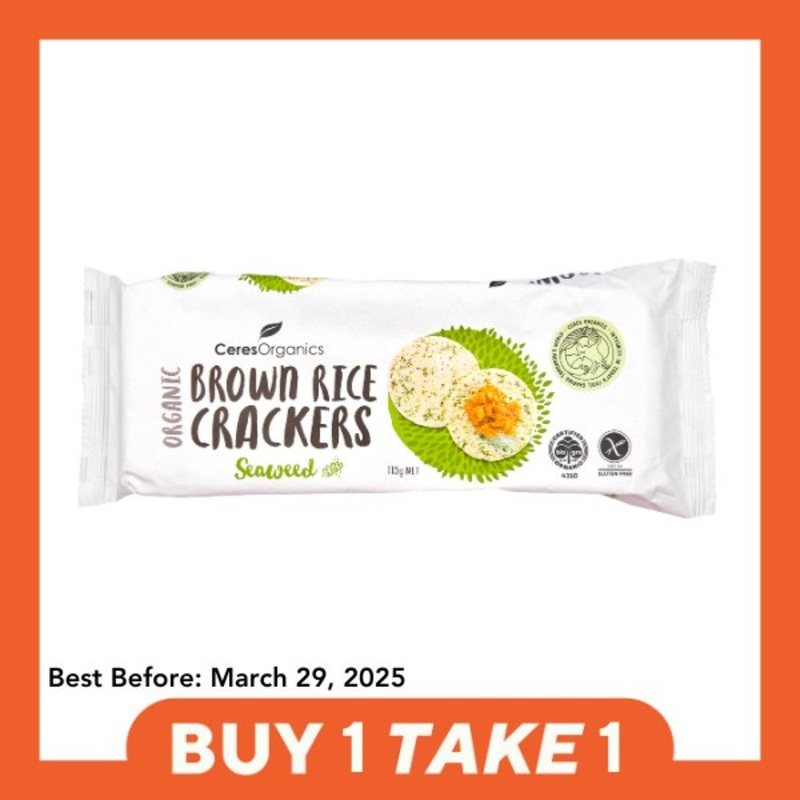 [B1T1] Ceres Organics Brown Rice Crackers – Seaweed & Green Tea (115g)