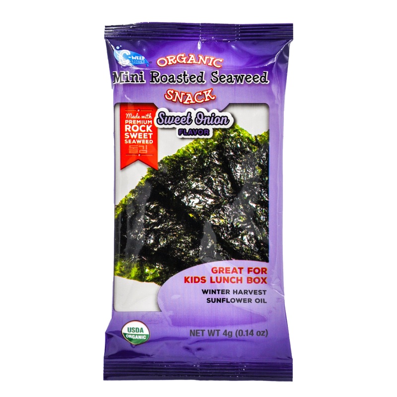 C-Weed Organic Mini Roasted Seaweed Snack – Sweet Onion (4g x 16 packs)