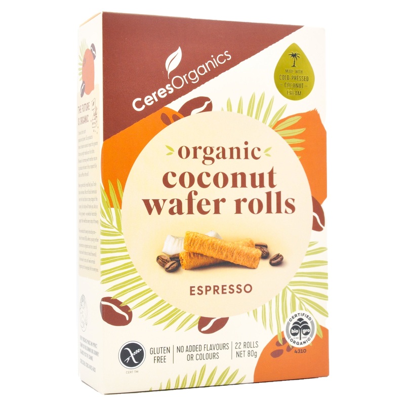 Ceres Organics Coconut Wafer Rolls – Espresso (80g)