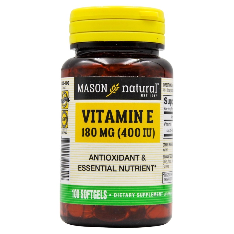 Mason Natural Vitamin E 180mg (400IU) Antioxidant & Essential Nutrient (100 softgels)
