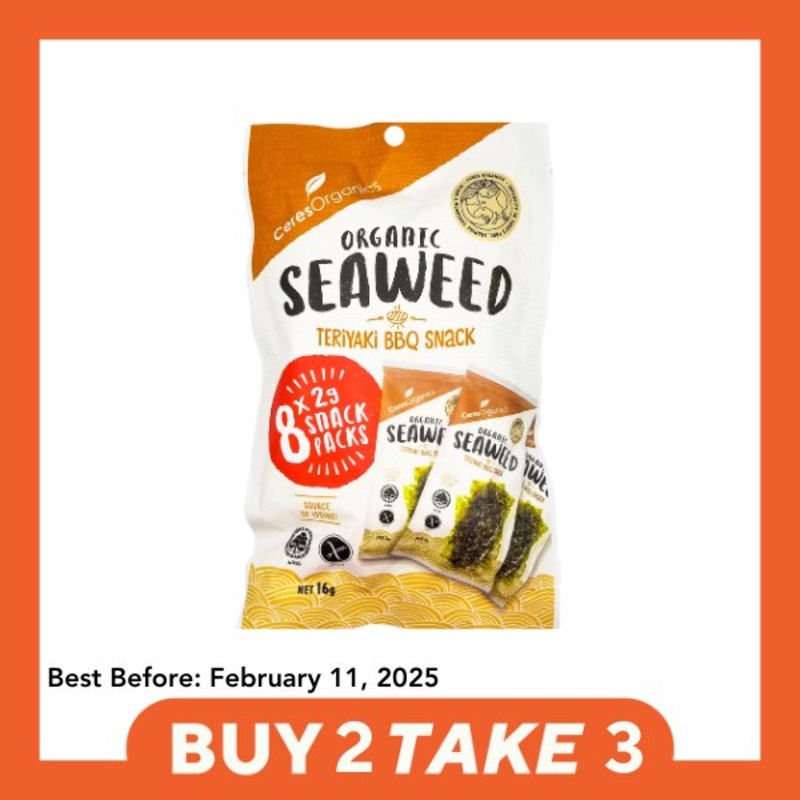 [B2T3] Ceres Organics Seaweed Snack Pack – Teriyaki BBQ (8 x 2g packs)