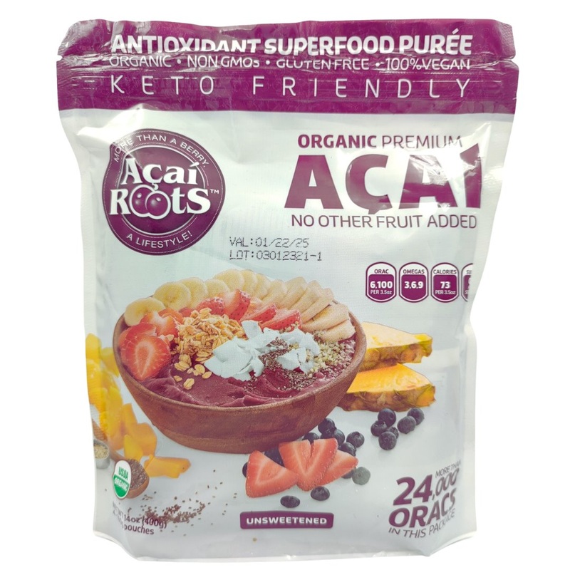 Acai Roots Organic Premium Acai No Other Fruit Added – Unsweetened (400g)