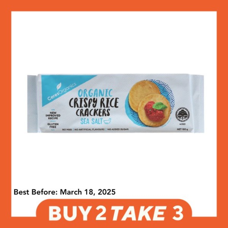 [B2T3] Ceres Organics Crispy Rice Crackers – Sea Salt (100g)