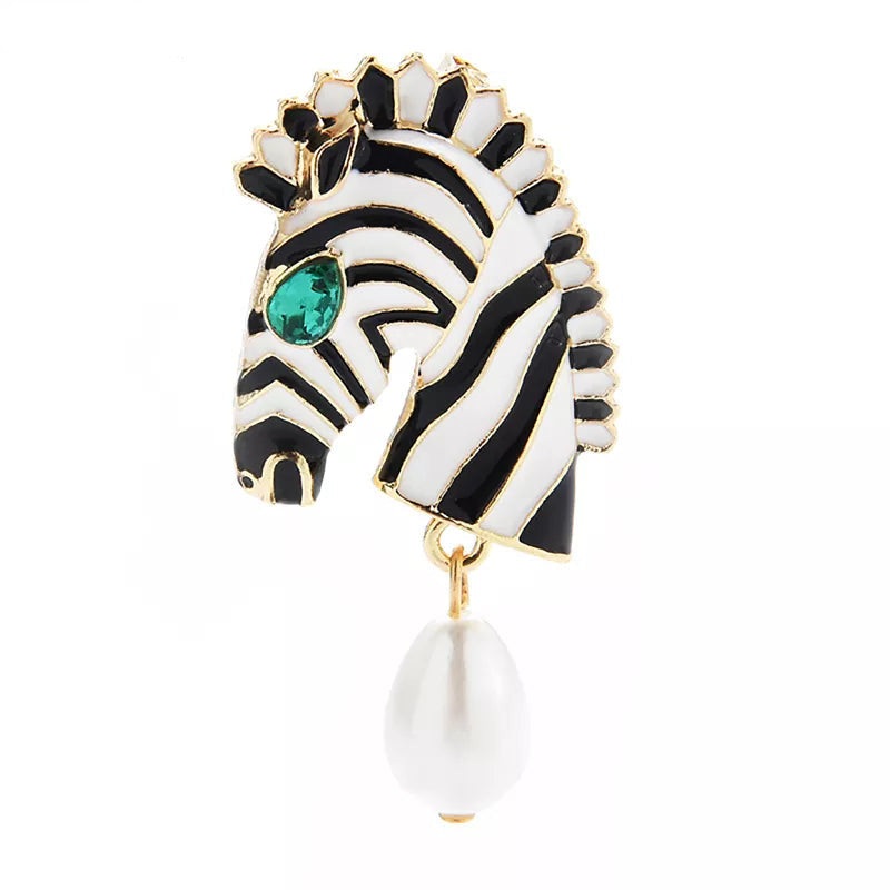 Zebra Head Brooch (White)