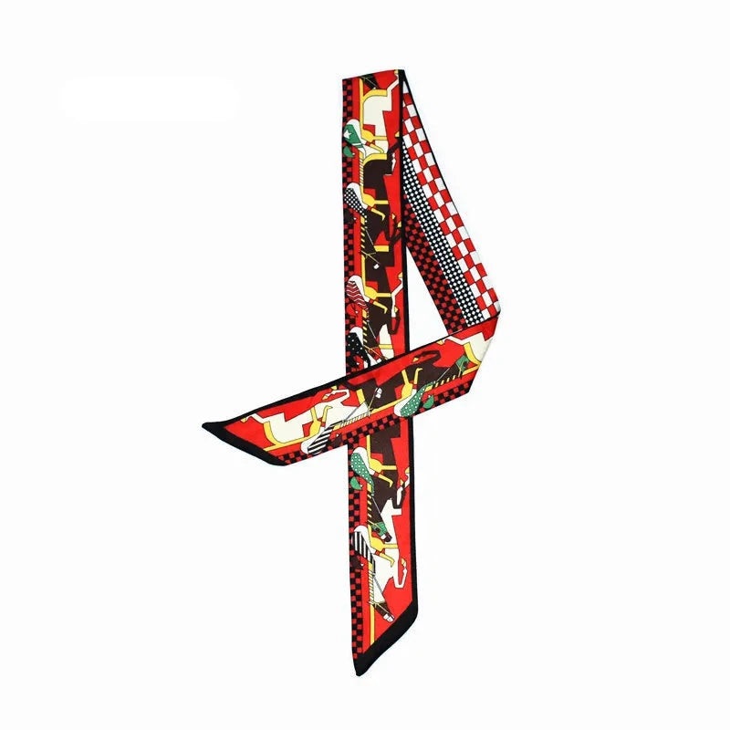 Fica Red Twilly Skinny Scarf