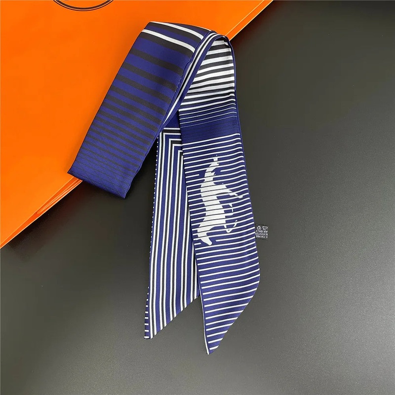 Zejna Navy Twilly Skinny Scarf