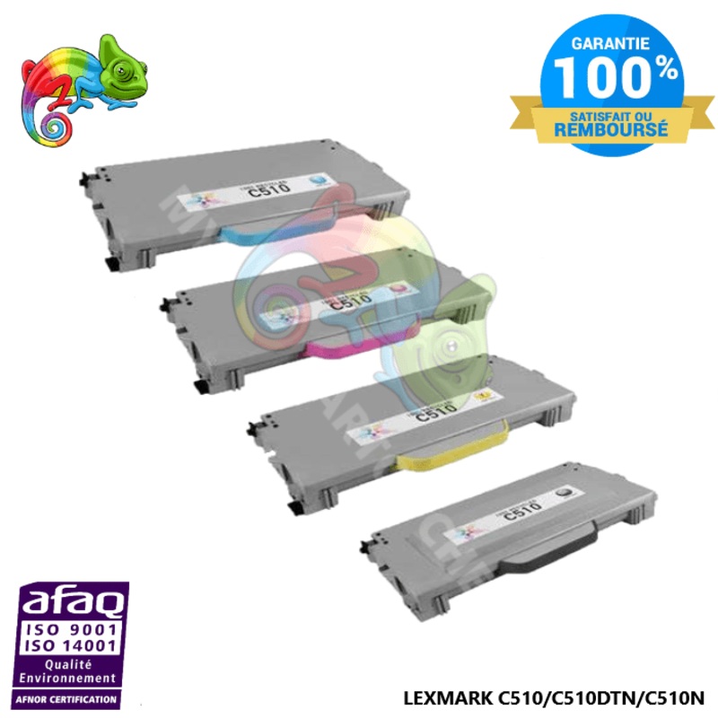 Pack de 4 Toner laser compatible avec Lexmark C510 20K14 B/Y/M/C