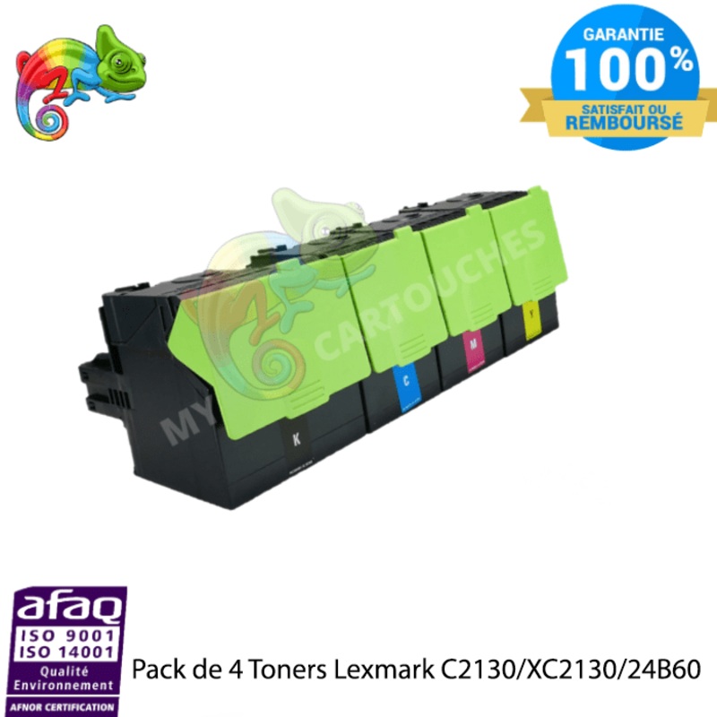 Pack de 4 Toner laser compatible avec Lexmark XC2132 (24B60) B/Y/M/C