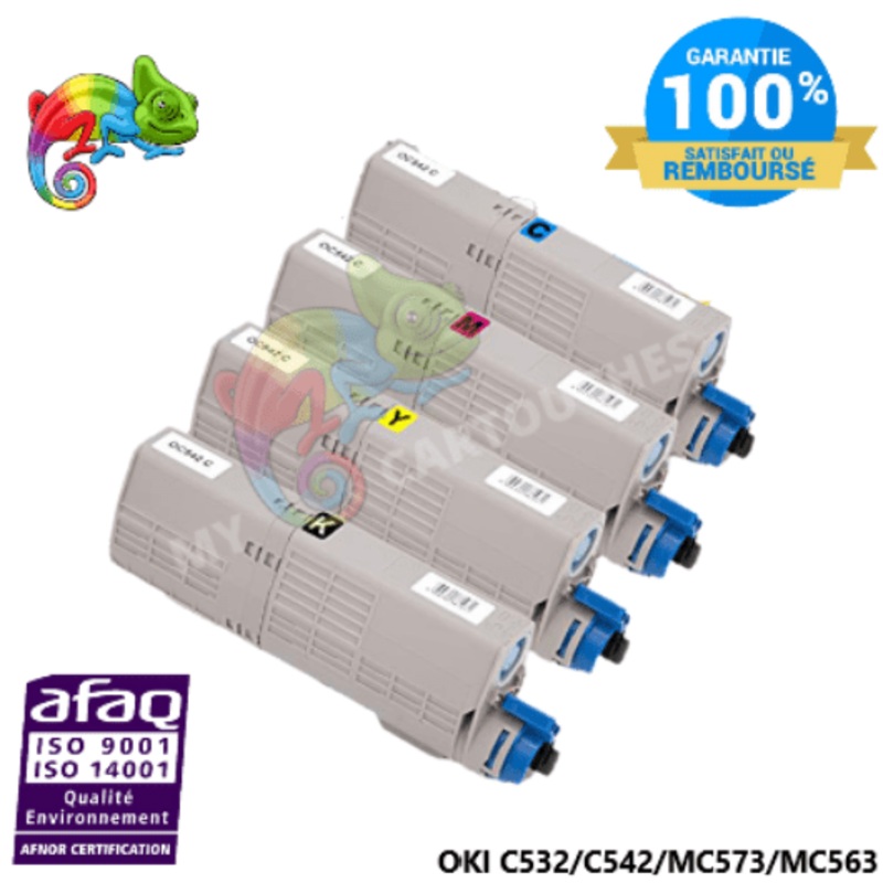 Pack de 4 Toners Laser Compatible Pour  OKI C 532 / C 542 / C 563 / MC 573