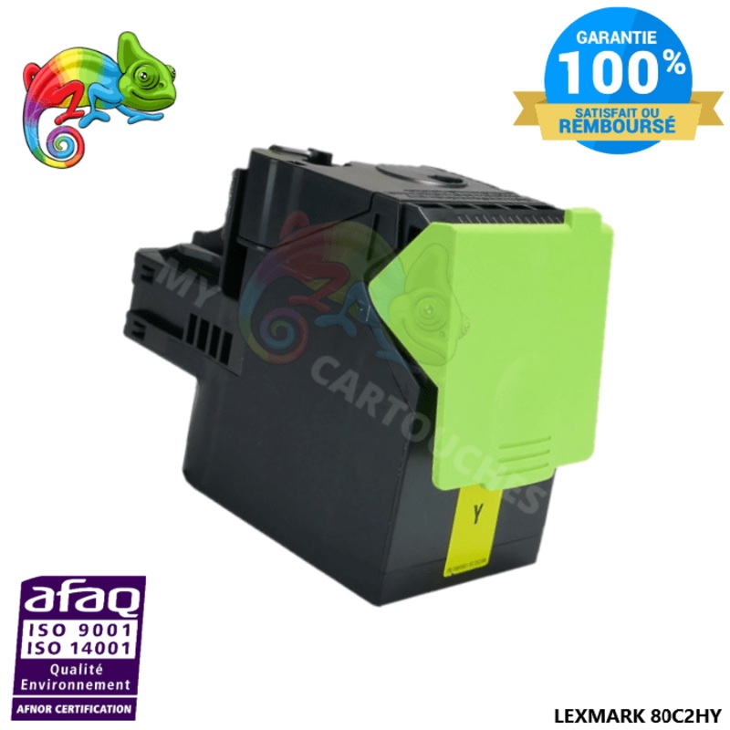 Toner Yellow Lexmark pour CX410 / CX510 compatible 80C2HY0 / 80C2HYE / 802HY
