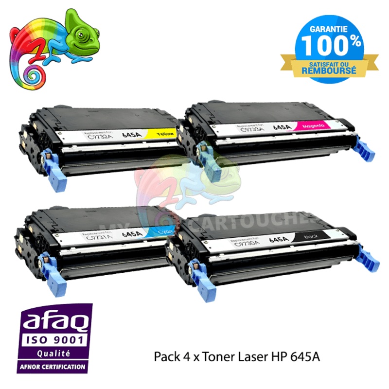 Pack de 4 Toner Laser HP 645A C9730A C9731A C9732A C9733A – B/C/Y/M