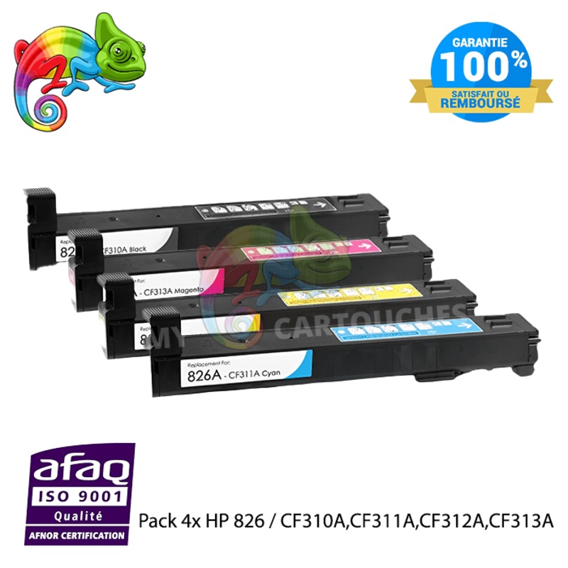 Pack de 4 Toner Laser HP 826A CF310A CF311A CF312A CF313A – B/Y/M/C