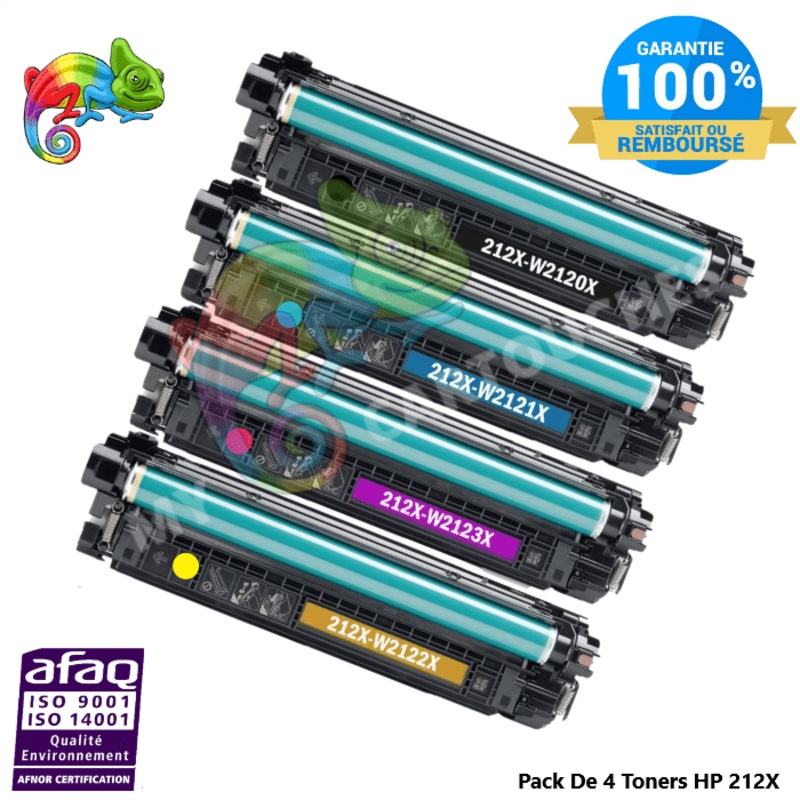 Pack de 4 Toners  Laser Pour  HP 212X  B/C/M/Y Compatible