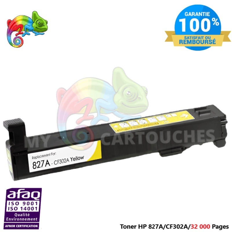 Toner Laser Pour  HP 827A  Yellow Toner laser HP (CF302A) Compatible