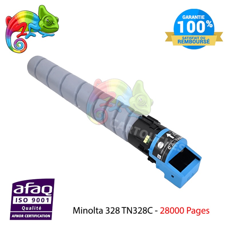 Toner Laser pour Konica Minolta TN328C (AAV8450) Cyan Compatible