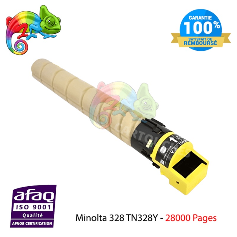 Toner Laser pour Konica Minolta TN328Y (AAV8250) Yellow Compatible