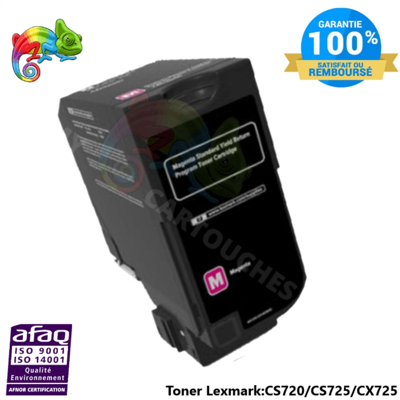 Toner Magenta Laser Compatible pour Lexmark CS720 / CS725 / CX725 ( 74C2SM0 )