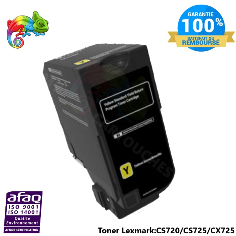 Toner Yellow Laser Compatible pour Lexmark CS720 / CS725 / CX725 ( 74C2SY0 )
