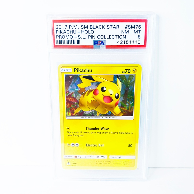 Pokemon Pikachu Black Star Promo Holo PSA 8 SM76