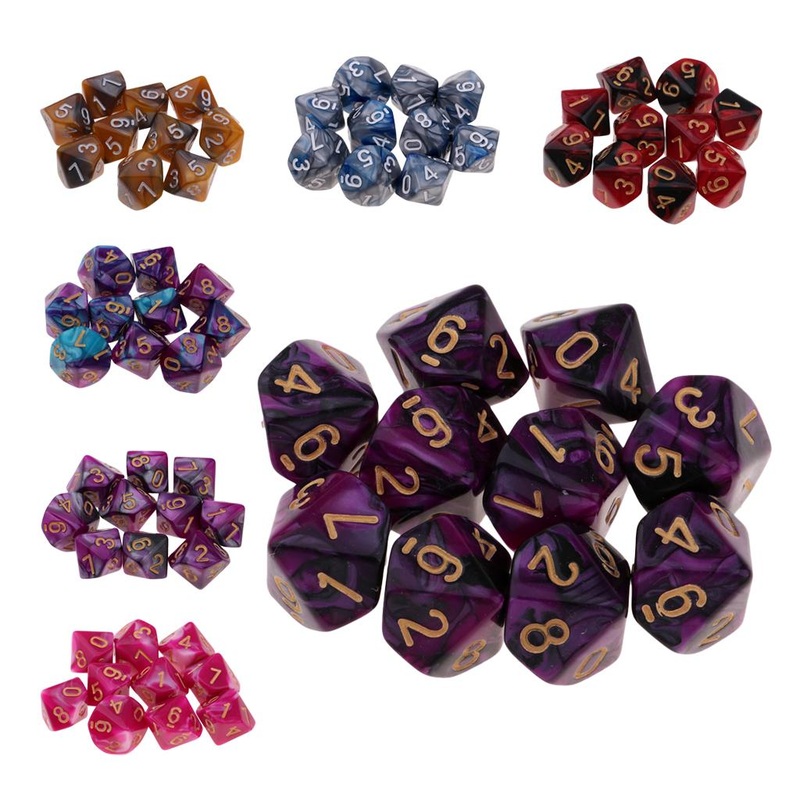10pcs Double-colors D10 Multi-sided Dice Set