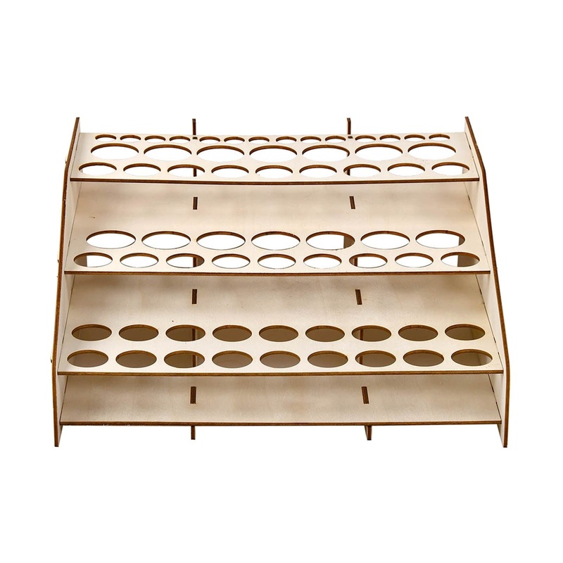 Wooden Pigment Paint Bottles Rack Organizer Epoxy Tools Storage Model Box