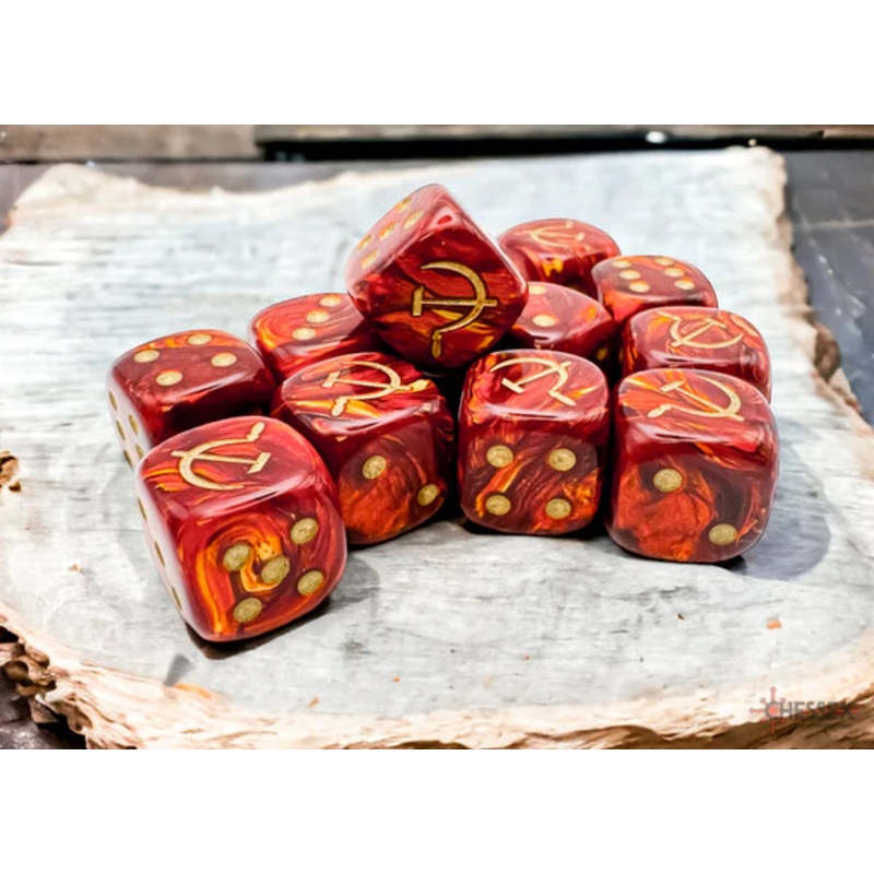 16mm Opaque WW2 Soviet Scarab Scarlet/gold D6 (x12)