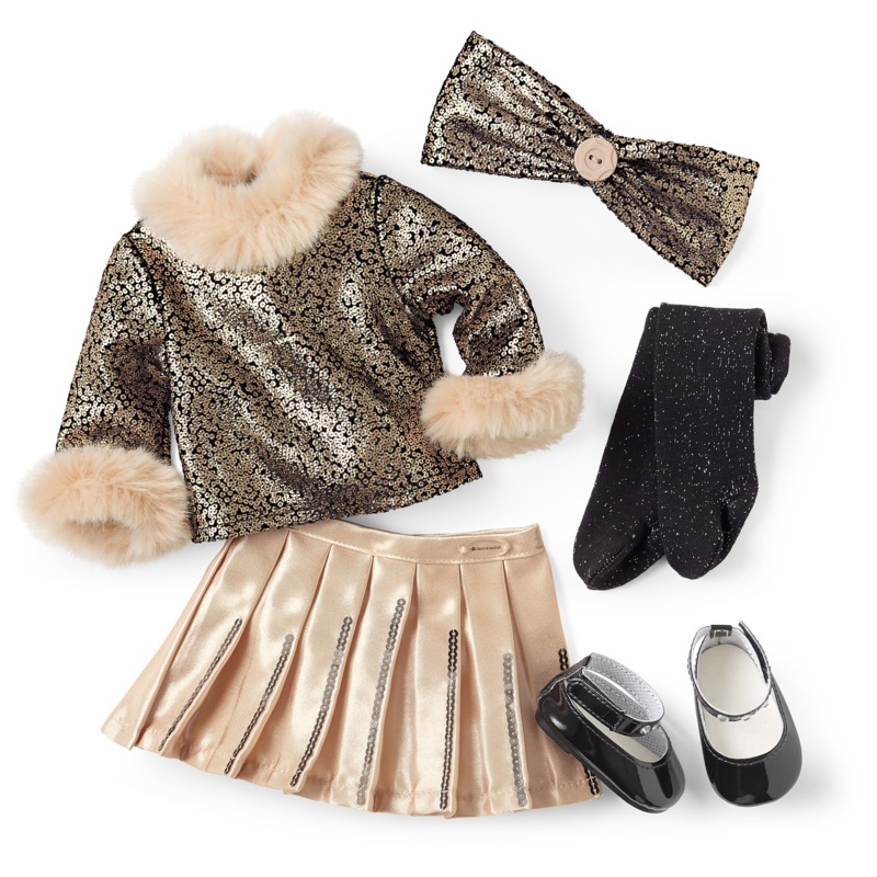 Sparkly Skirt & Fur-Trim Top for 18-inch Dolls