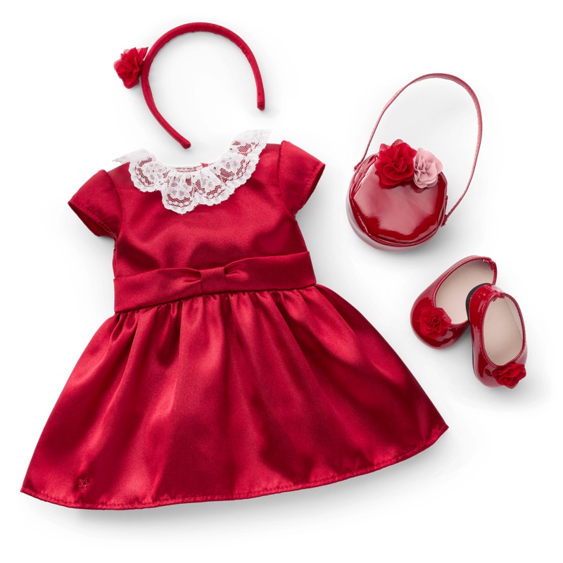 American Girl x Janie and Jack Holly-Red Party Dress for 18-inch Dolls