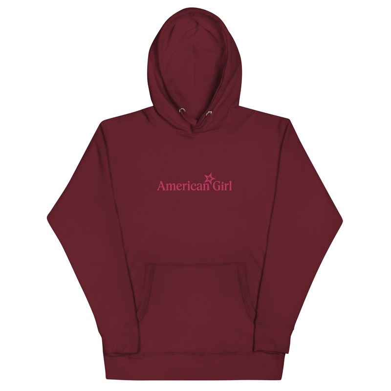 American Girl Burgundy Hoodie for Adults