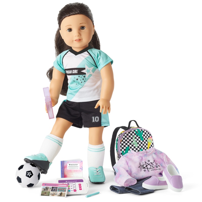 American Girl Truly Me Doll #84 and School Day to Soccer Play Set