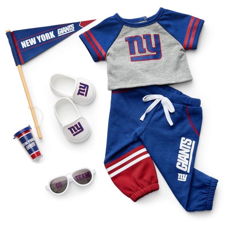 American Girl x NFL New York Giants Fan Outfit & Accessories for 18-inch Dolls