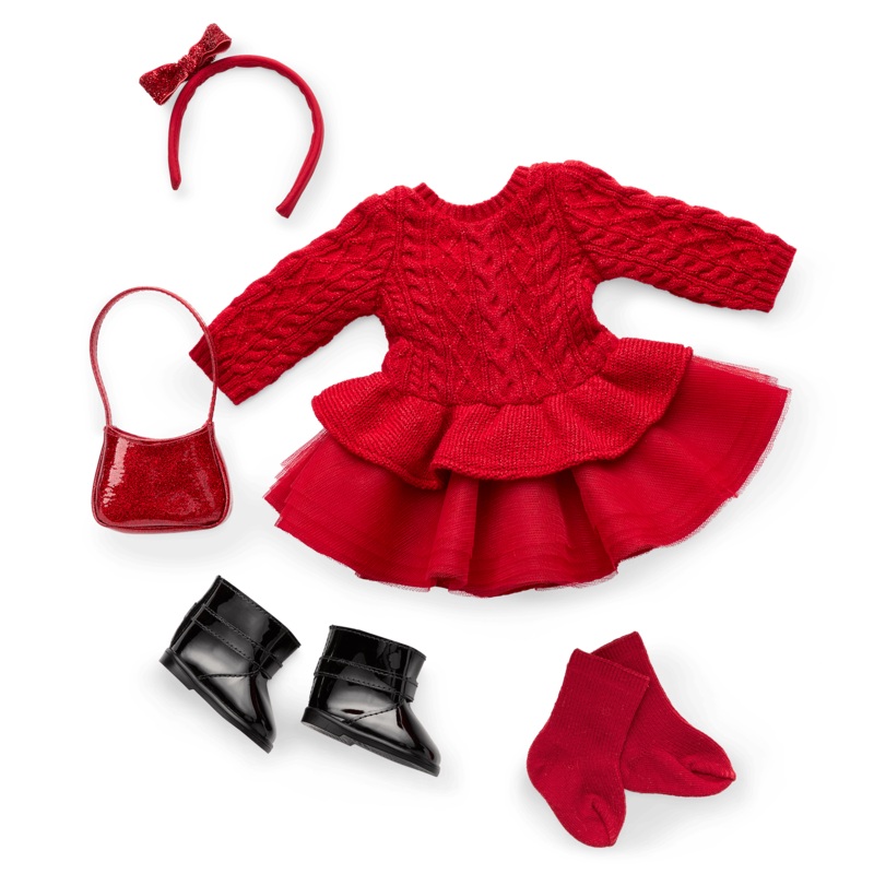 American Girl x Something Navy Crimson Sparkle Sweater Dress for 18-inch Dolls