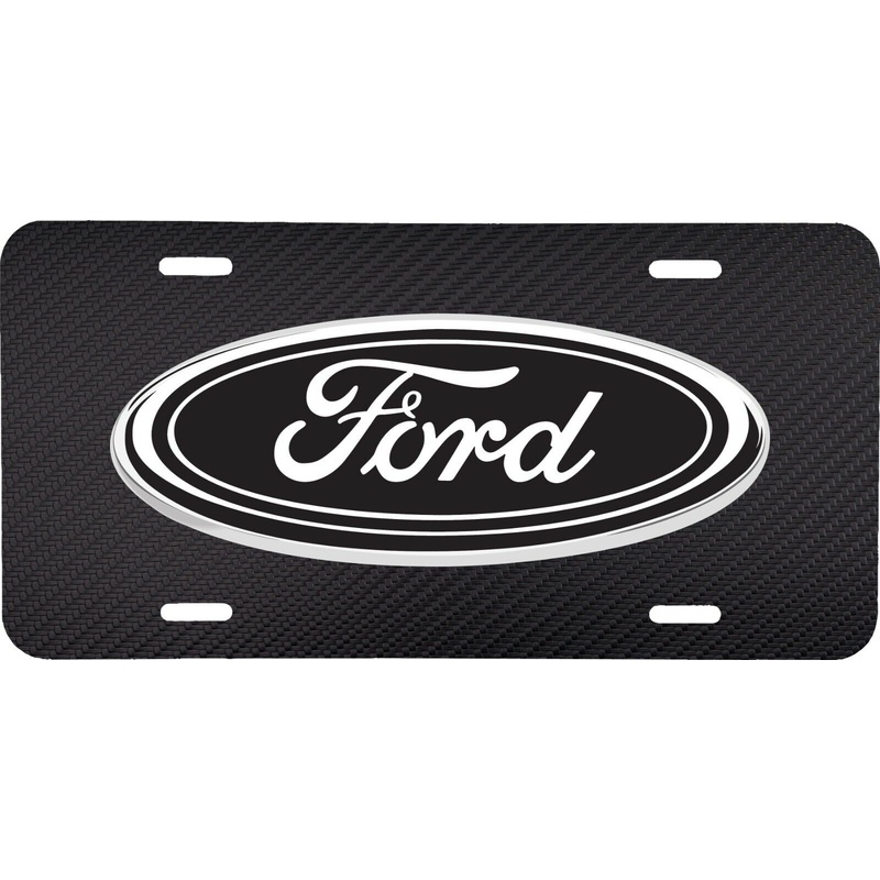 BLACK CARBON FIBER LOOK PRINTED FORD VEHICLE LICENSE PLATE TRUCK CAR TAG .040 GA