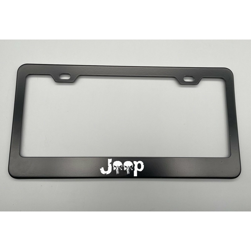 Black Holder for License Plate License Plate Holder Laser Engraved For Punisher Black Stainless Steel  For Jeep