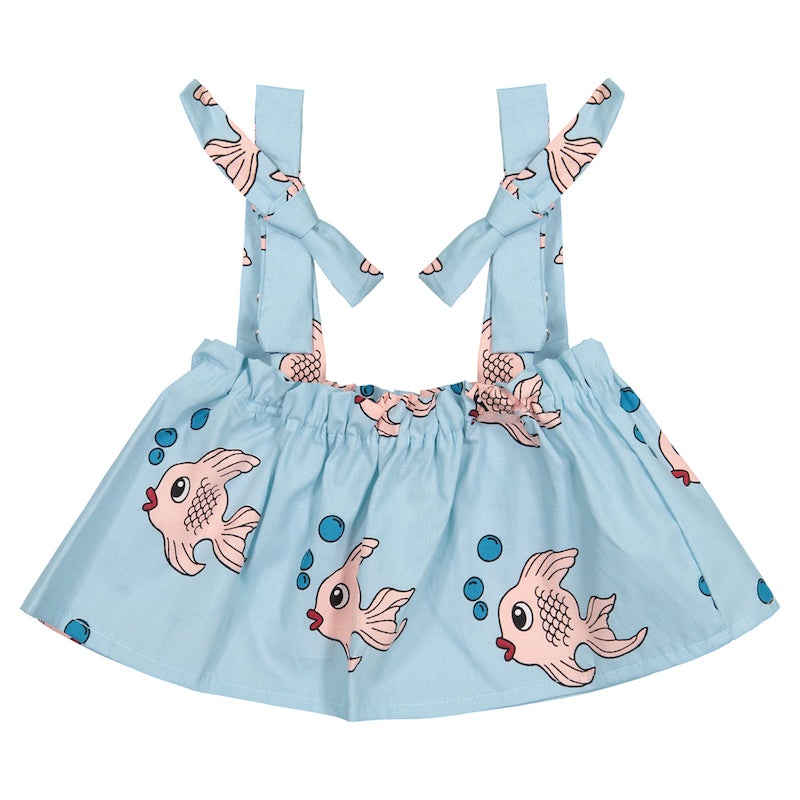 Hugo Loves Tiki Flutter Top – Blue Fish