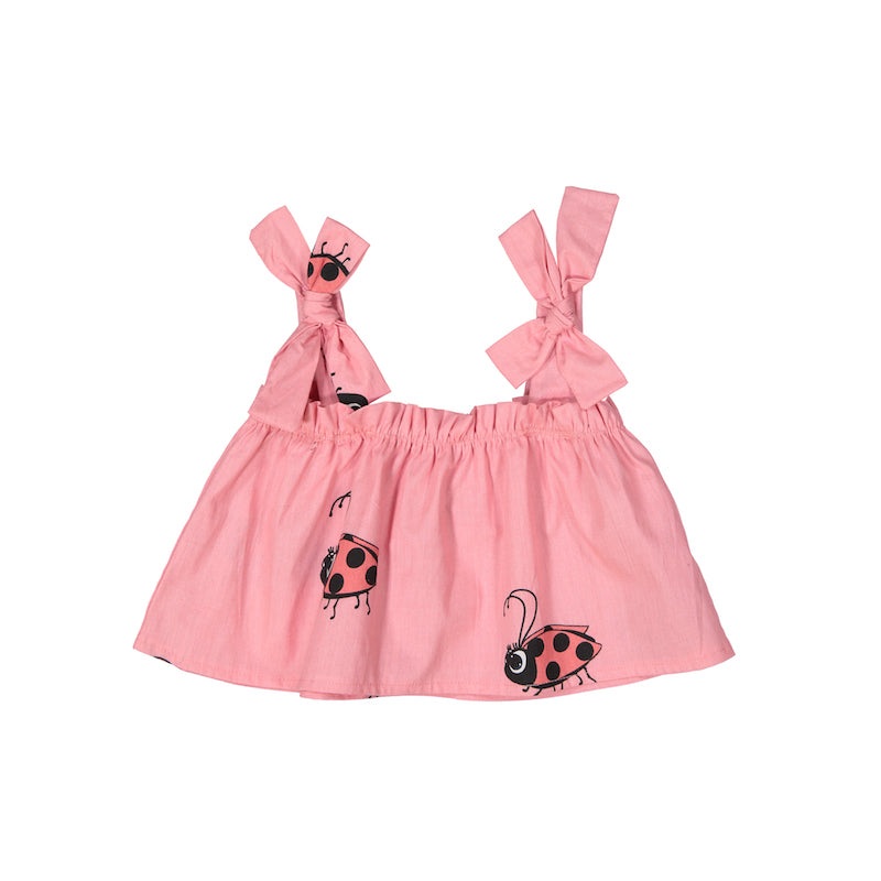 Hugo Loves Tiki Flutter Top – Pink Ladybug