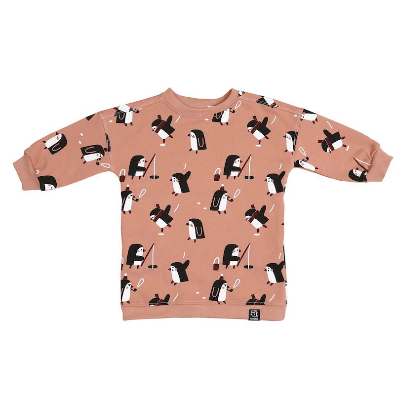 Kukukid Pocket Dress Pink Penguin