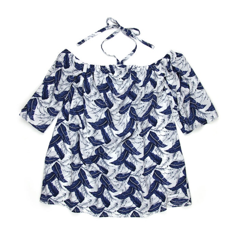 Sudo Feather Off Shoulder Top – Capri Blue