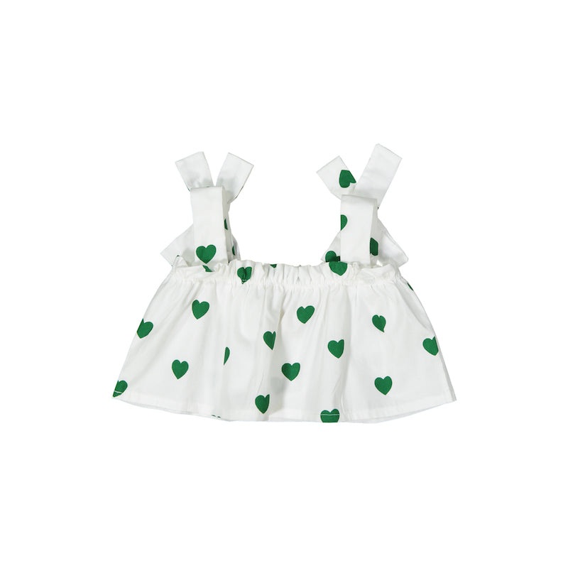 Hugo Loves Tiki Flutter Top – Green Hearts