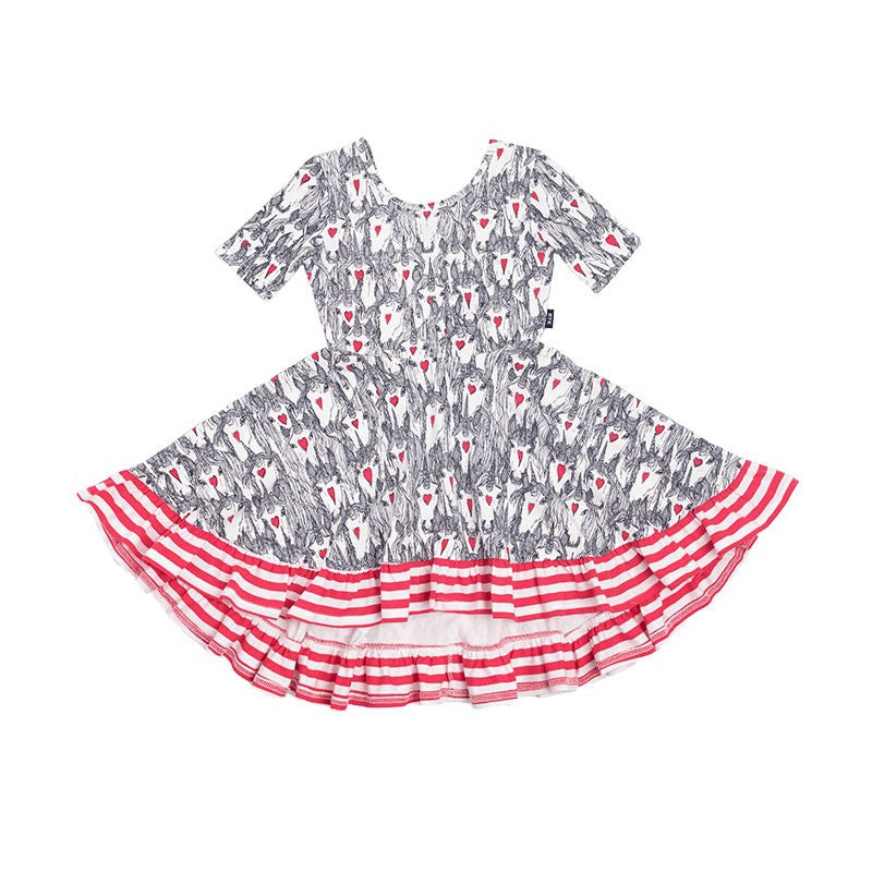 Rock Your Kid Unicorn Love Waisted Frill Dress