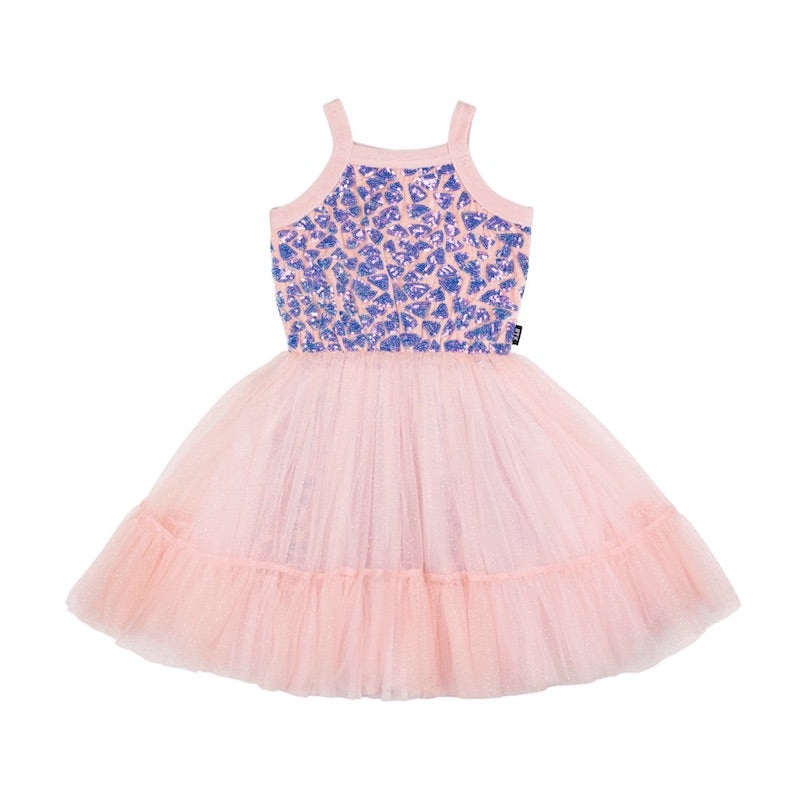 Rock Your Kid Pink Triangle Sequin Flounce Dress