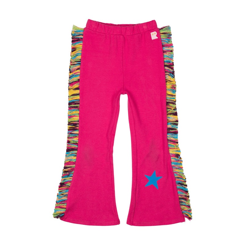 Rock Your Kid Pink Parade High Waisted Flares With Fringing