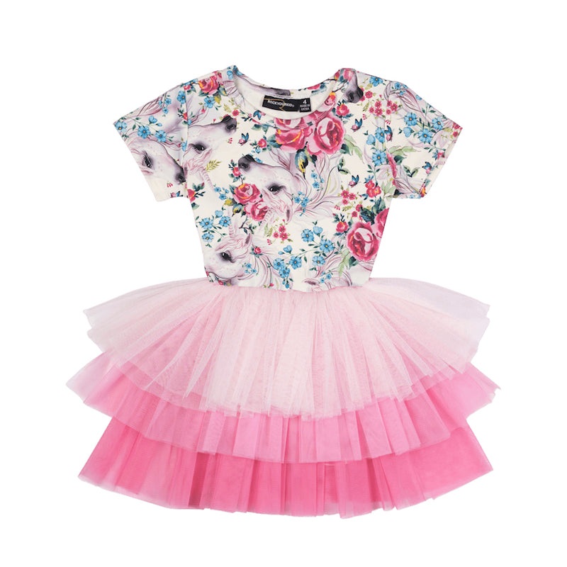 Rock Your Kid Unicorn Lullaby SS Tiered Circus Dress