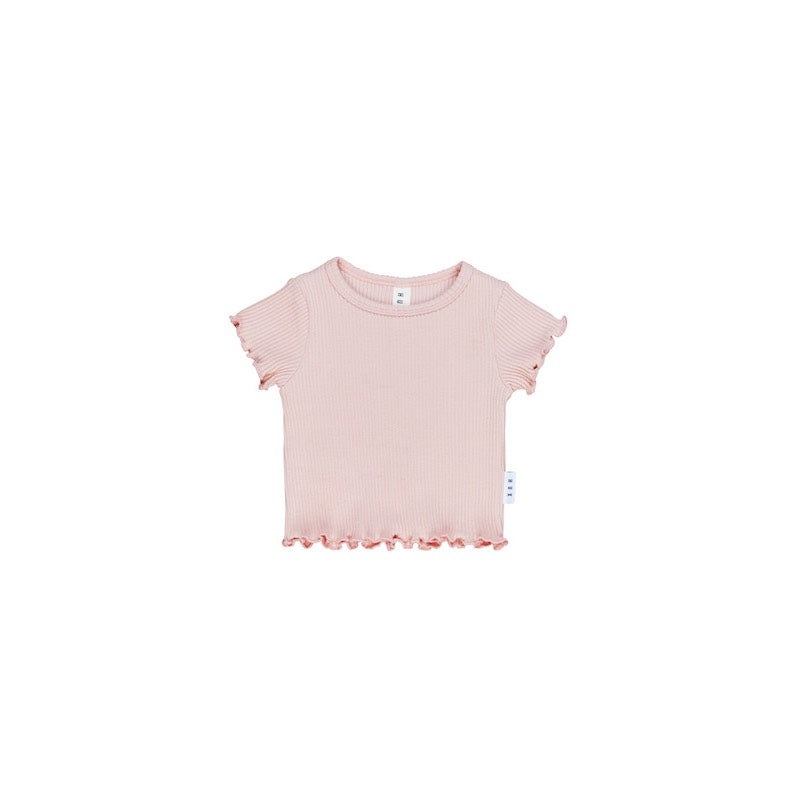 Huxbaby Rose Rib Tee With Lettuce Edge Sleeves