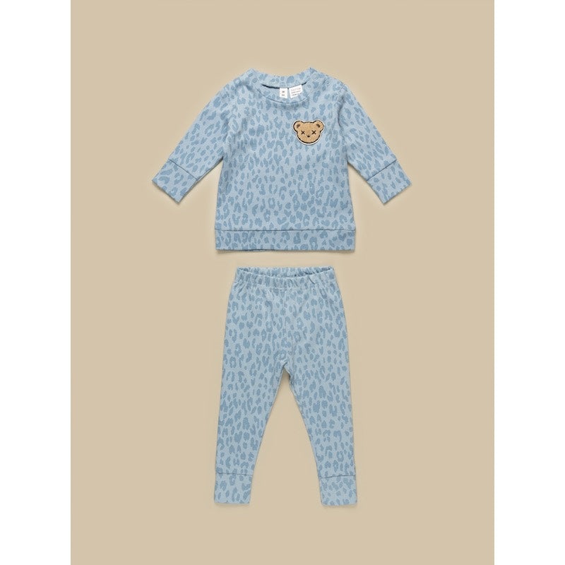 Huxbaby Dusty Blue Leopard PJ Set